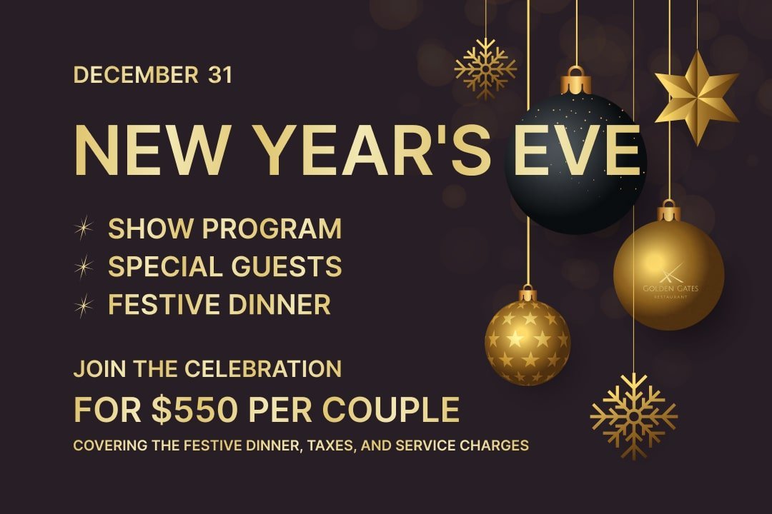 New Year's Eve Celebration 2024 at Golden Gates Restaurant in Northeast Philadelphia